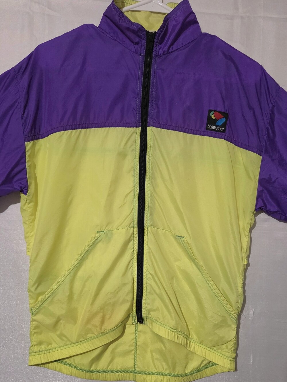 Bellwether Two-Tone Purple and Yellow Cycling Windbreaker Jacket. Adult S